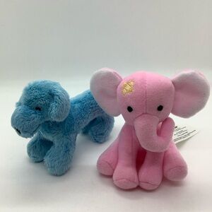 BATTAT Our Generation Plush Mini Blue Dog Pink Elephant 2 Pce Stuffed Animals